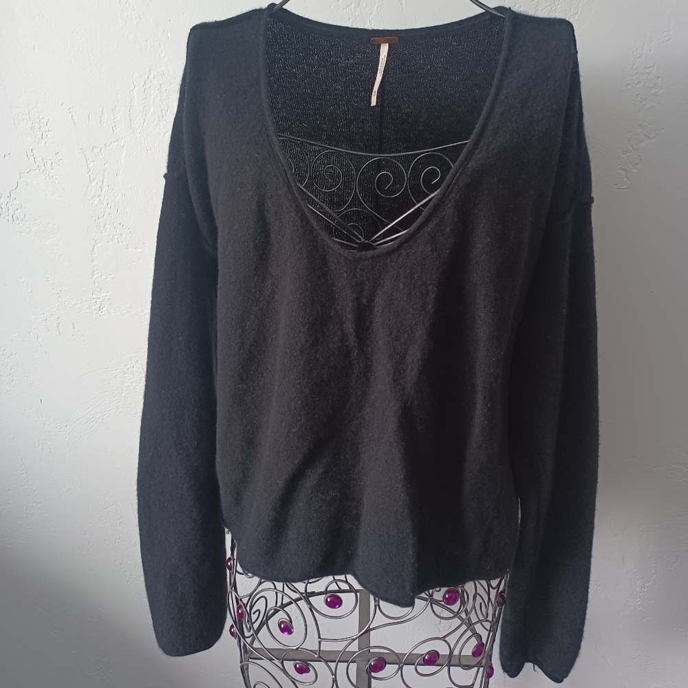 Free People Black Cashmere Sweater